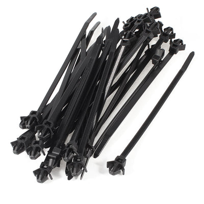 Harfington Uxcell 30 Pcs Black Nylon Toothed Auto Fixing Base Push Mount Cable Zip Tie 142mm Long