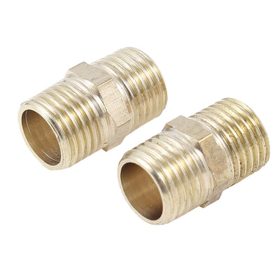 Harfington Uxcell 2pcs 1/4"PT Male Thread Hydraulic Coupling Adapter Nipple Connector Fitting