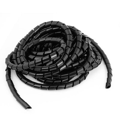 Harfington Uxcell 6M Long Flexible Black PE Polyethylene Spiral Cable Wire Wrap Tube 12mm