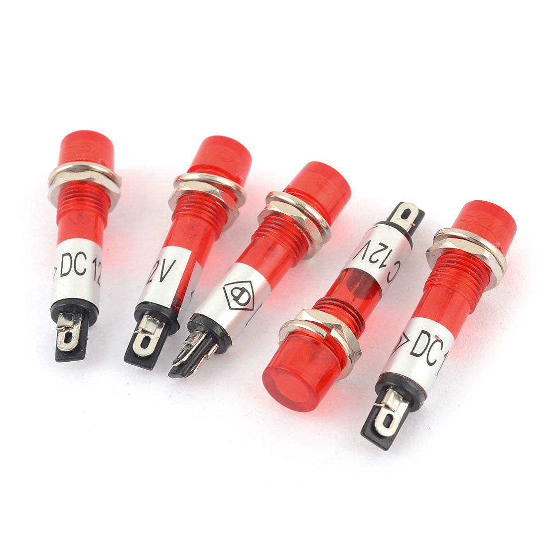 uxcell Uxcell 5 Pcs AC DC 12V 7mm Red Bulb Power Signal Indicator Pilot Light Lamp