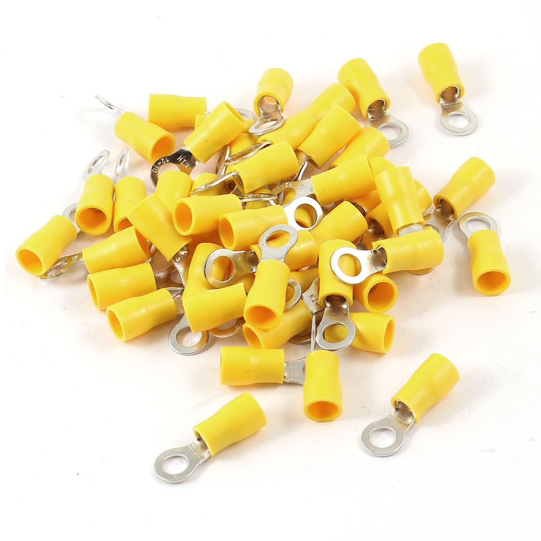 uxcell Uxcell 50pcs RV5.5-5 Cable Lug Yellow Pre Insulated Ring Terminals for AWG 12-10 Wire