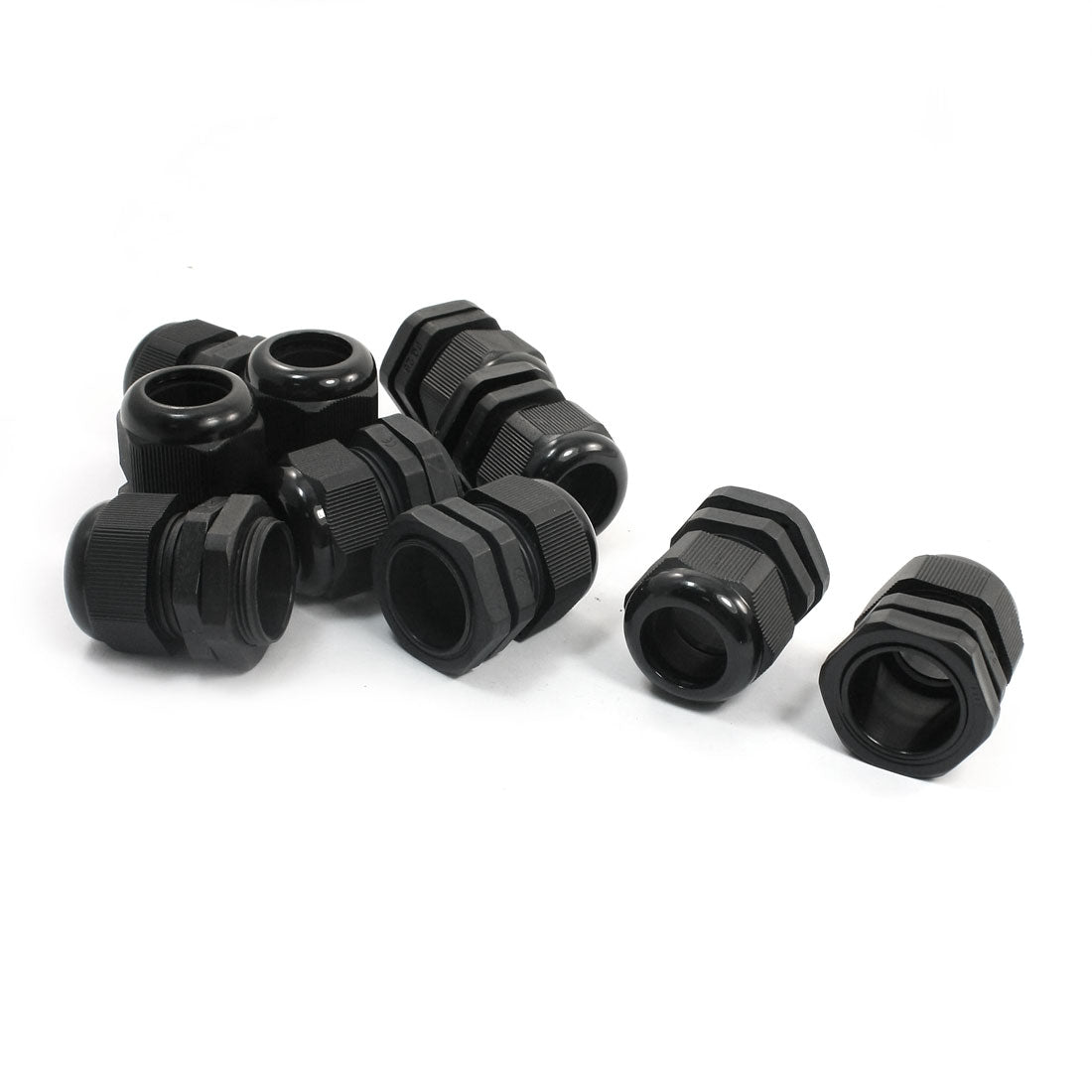 uxcell Uxcell 10 PCS PG25 30mm Thread Black Plastic Waterproof Cable Gland Joints 16-21mm
