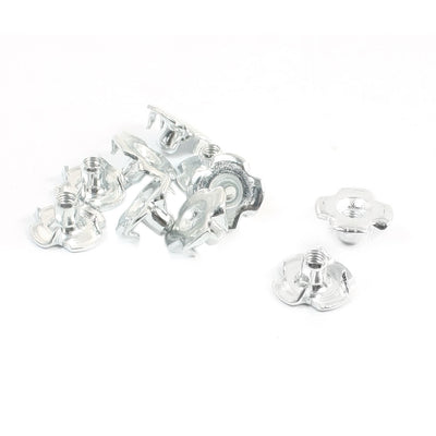 Harfington Uxcell 10Pcs Silver Tone T Nuts 4-Claw Nut for 3mm Diameter Screw