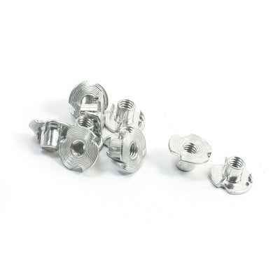 Harfington Uxcell 10PCS Silver Tone Metal Tee Nuts Claw Nut M4 x 11mm x 6mm