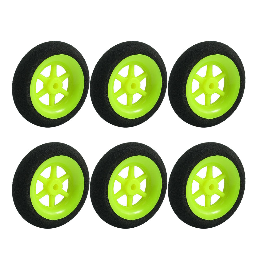 uxcell Uxcell 6pcs RC Model Airplane Aircraft Sponge Wheel D40mm H11mm d2.5mm Black Lime