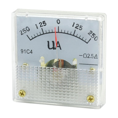Harfington Uxcell 91C4 DC 250uA Rectangle Analog Panel Ammeter Gaugeeremeter Class 2.5