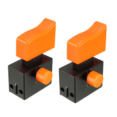 Harfington Uxcell 2 Pcs Power Tool Replacement Parts 18A 125VAC 12A/2A/10A 250VAC NO+NO DPST Self Locking Trigger Switch HY15 Orange Black