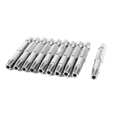 uxcell Uxcell 10 Pcs Magnetic 50mm Long 1/4" Shank Torx Point Tip T30 Security Screwdriver Bits
