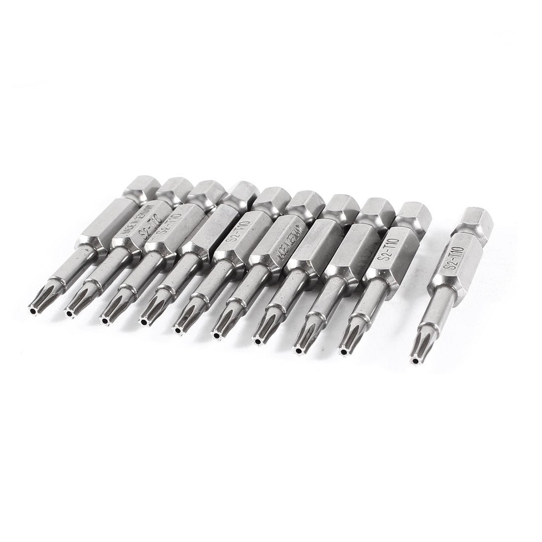 uxcell Uxcell 10 Pcs Magnetic 50mm Long 1/4" Shank Torx Point Tip T10 Power Driver Screwdriver Bits