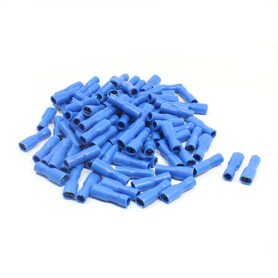 Harfington Uxcell 100Pcs FDFD2-187 Blue Plastic Coated Sleeve Fully Insulated Wire Terminal 16-14AWG 15A