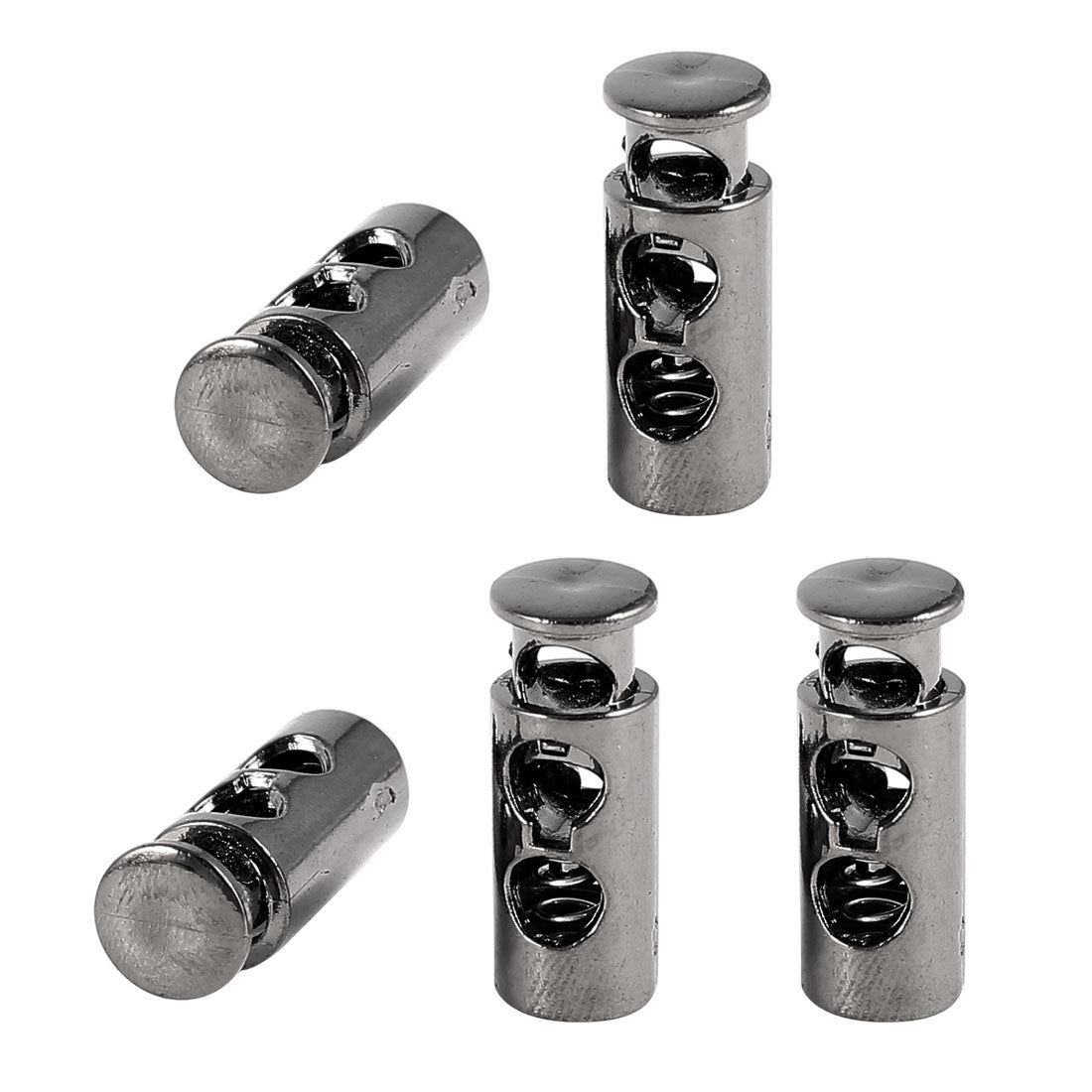 uxcell Uxcell 5pcs Black Plastic 4.5mm Dia Double Hole Cylinder Spring Cord Lock Stopper Adjuster
