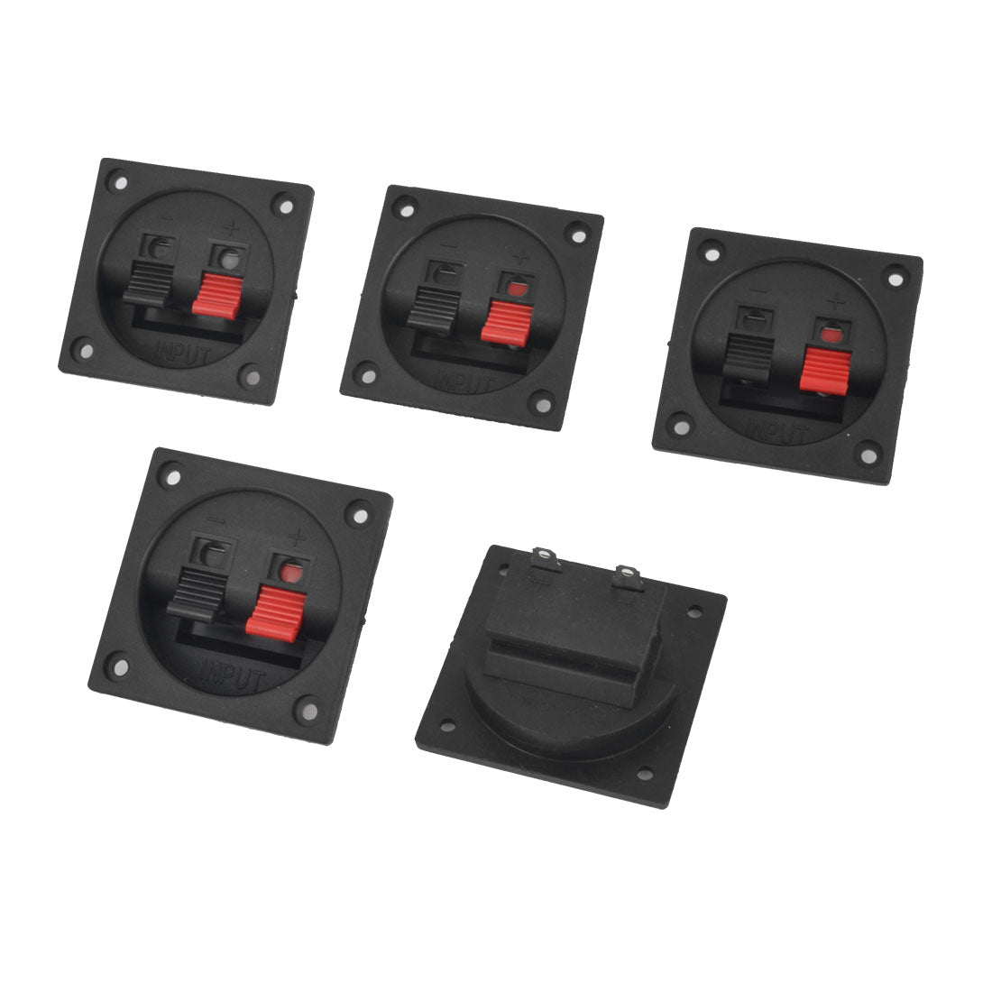uxcell Uxcell 5 Pcs Plastic Square Shape Audio Speaker Binding Post Dual Terminal Box Connector Board Black