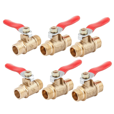 uxcell Uxcell 6pcs 1/4PT 13mm Male M/M Threaded Air Gas Pneumatic Lever Handle Ball Valve
