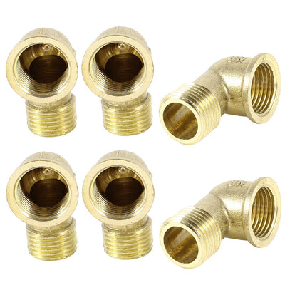 Harfington Uxcell 6pcs Gold Tone 1/2PT Female x 1/2PT Male Thread 90 Degree Street Elbow Brass Pipe Fitting