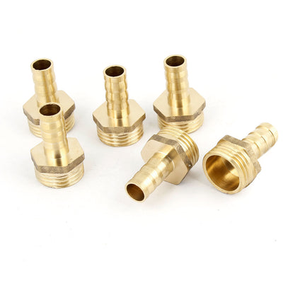 Harfington Uxcell 6pcs 20mm 1/2PT Male Thread 10mm Hose Barb Brass Fitting Quick Joint Coupler