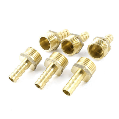 Harfington Uxcell 6pcs Brass 10mm Hose Barb to 1/2 PT Male Threaded Air Water Gas Quick Coupling Connector Fitting Adapter