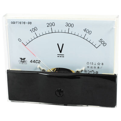 Harfington Uxcell 44C2 Rectangle Measurement Tool Analog Panel Voltmeter Volt Meter DC 0 - 500V Measuring Range