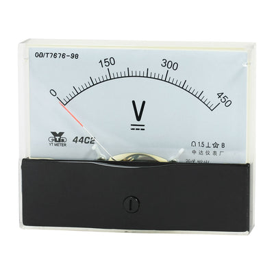 Harfington Uxcell Rectangle Measurement Tool Analog Panel Voltmeter Volt Meter DC 0 - 450V Measuring Range 44C2