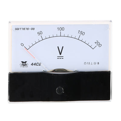 Harfington Uxcell Rectangle Measurement Tool Analog Panel Voltmeter Volt Meter DC 0 - 200V Measuring Range 44C2