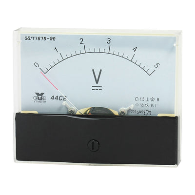 Harfington Uxcell Rectangle Measurement Tool Analog Panel Voltmeter Volt Meter DC 0 - 5V Measuring Range 44C2
