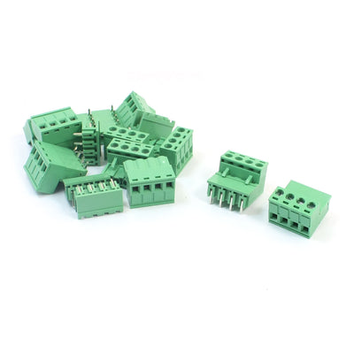 uxcell Uxcell 300V 16A 14-22AWG 5.08mm Pitch 4-Pin 4-Position Pluggable Type PCB Mounting Blue Plastic Screw Terminal Block Connector 10 Pcs