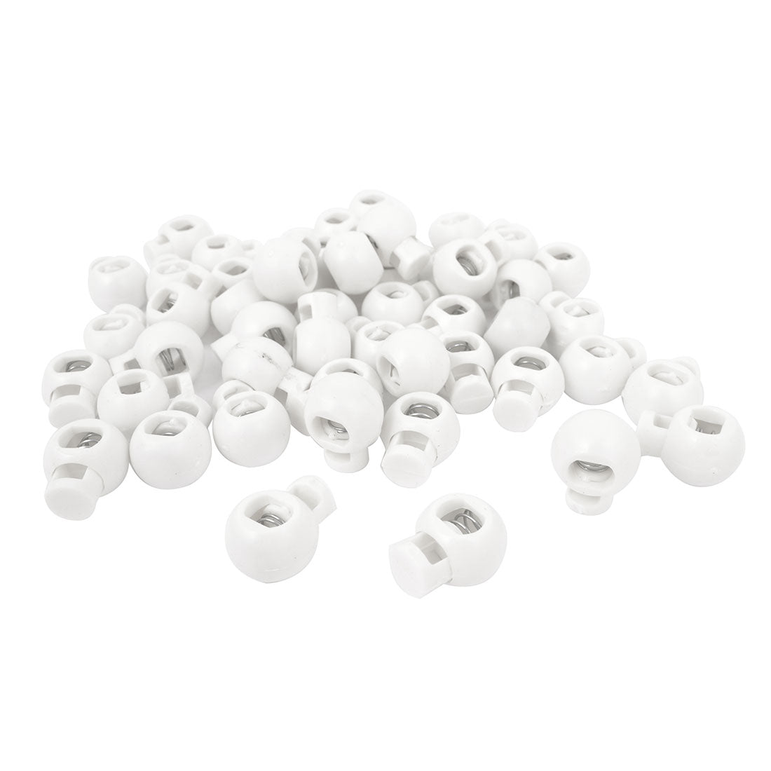 uxcell Uxcell Backpack Drawstring White Plastic 8mm x 6mm Single Hole Round Head Spring Cord Locks Toggles 50 Pcs