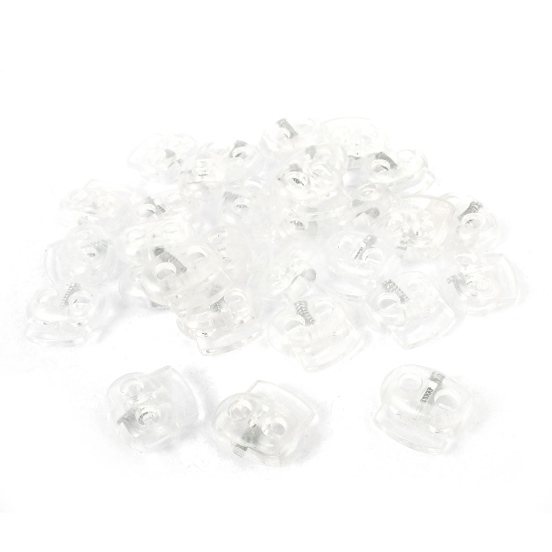 uxcell Uxcell Backpack Tent Clear Plastic 4.5mm Dia Two Holes Spring Lanyard Cord Locks Toggles 30 Pcs
