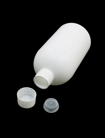 Harfington Uxcell 500mL Capacity 17cm x 8cm 25mm Dia Mouth Double Cap Leak Proof Screwcap Graduated  White Plastic Cylindrical Bottle for Chemistry Lab Laboratory