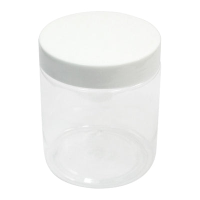 Harfington Uxcell 250ml Capacity 60mm Dia Mouth 8.5cm x 7cm White Clear Plastic Cylinder Body Plastic Widemouth  Chemical Reagent Storage Jar Bottle for Laboratory