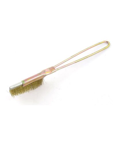Harfington Uxcell Bronze Tone Handle Handheld Rust Stain Cleaning Yellow Steel Wire Brush 22cm Long