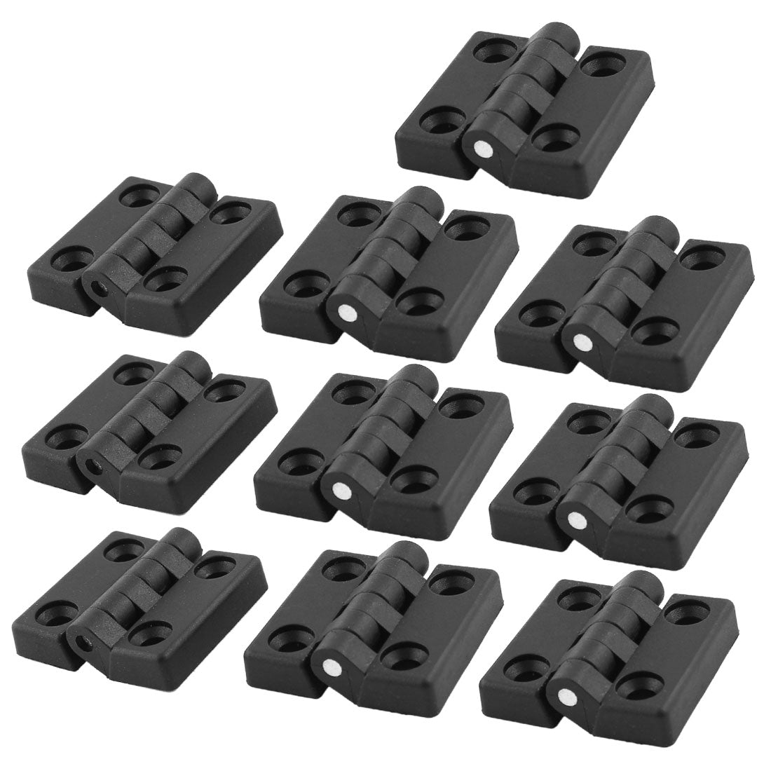 uxcell Uxcell Black 50mm x 47mm 2 Leaves Reinforced Foldable Plastic Door Cupboard Cobinet Bearing Hinge 10pcs