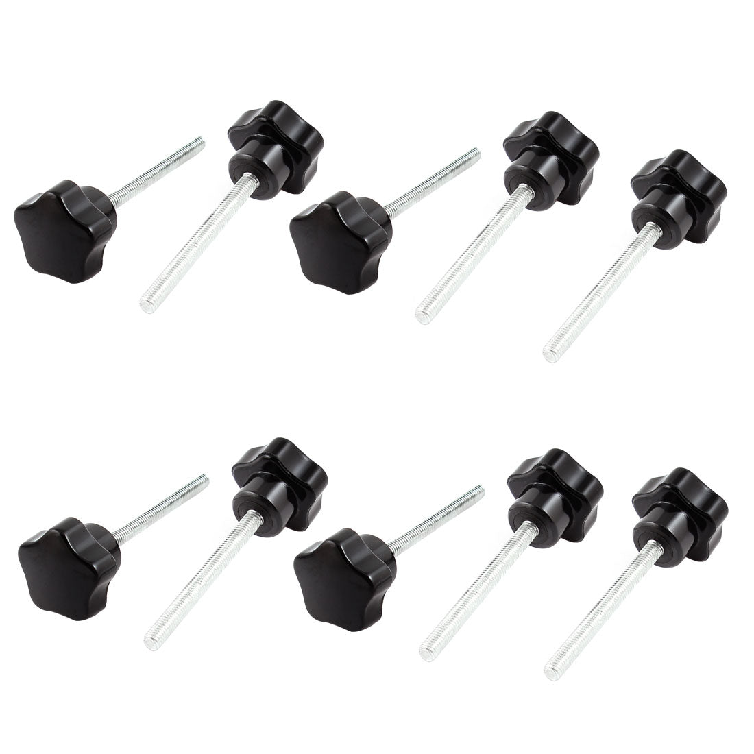 uxcell Uxcell 10pcs 5mm x 50mm Male Thread Straight 25mm Star Design Head Clamping Screw On Type Knob Black
