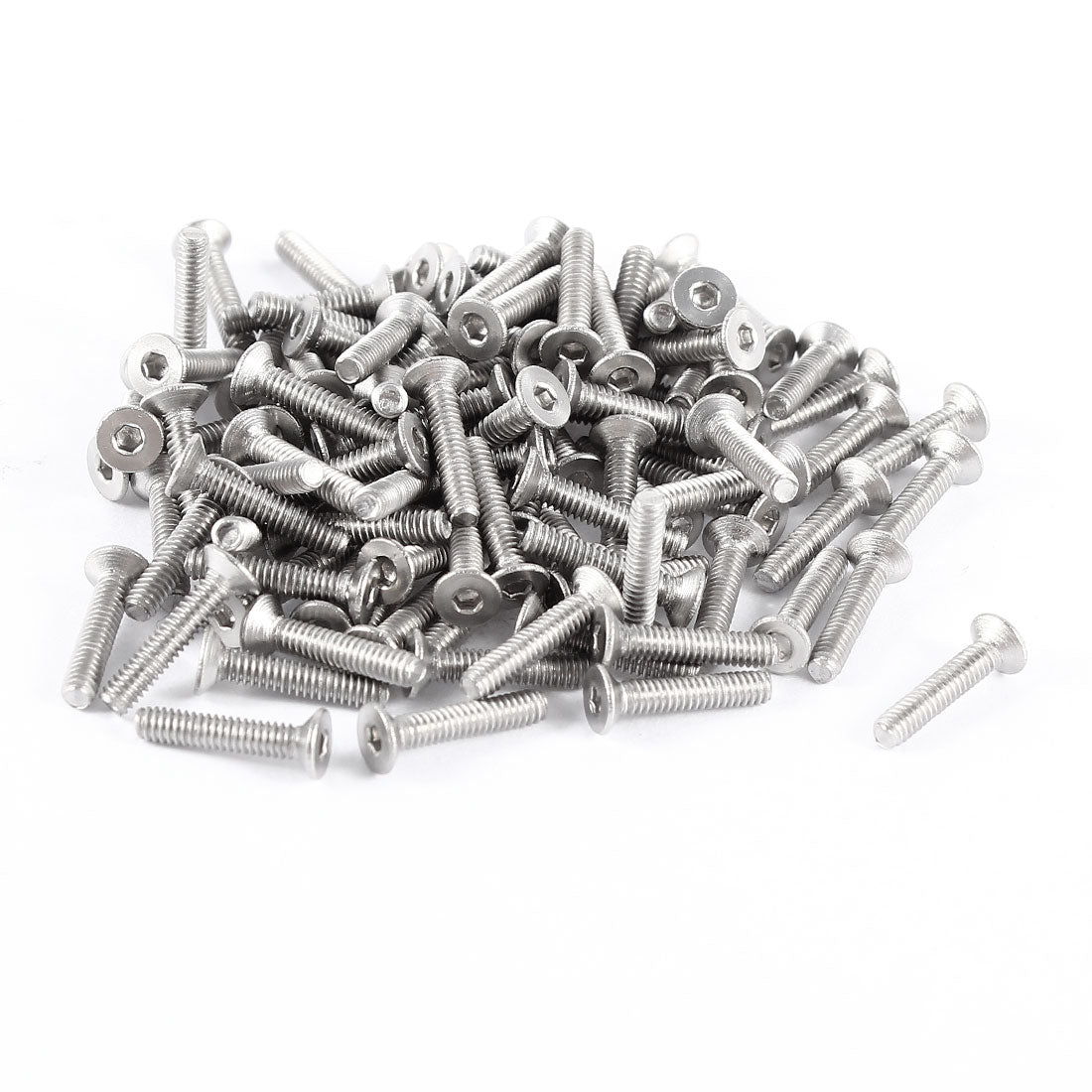 uxcell Uxcell 100 Pcs 304HC Stainless Steel Countersunk Socket Flat Head Bolt Screw M2.5x10mm Silver Tone