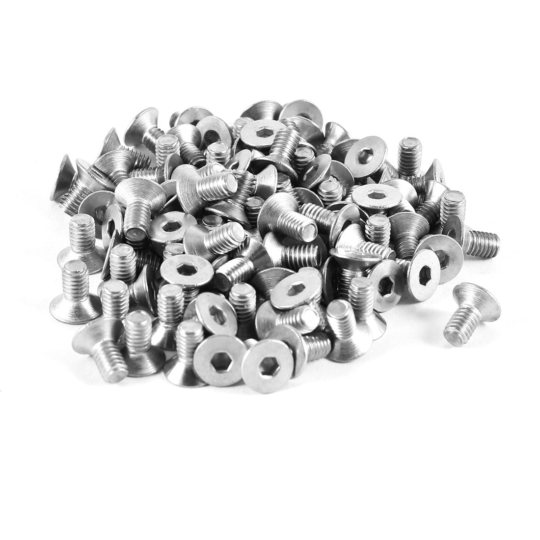 uxcell Uxcell 100 Pcs 304HC Stainless Steel Countersunk Hex Flat Head Hex Key Bolts Screws M4 x 8mm