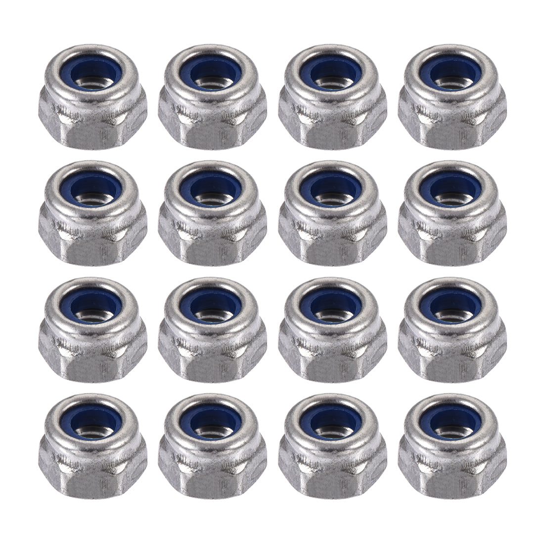 uxcell Uxcell 100 Pcs 304HC A2 70 A2-70 Stainless Steel Hex Nylon Nylon Lock Nut M4