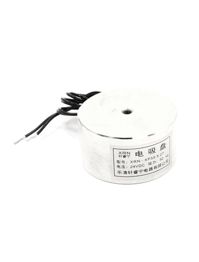 Harfington Uxcell 50Kg/110Lb 5mm Thread Dia Two Wires Force Electromagnet Solenoid 50x27mm DC24V 0.34A XRN-XP50x27