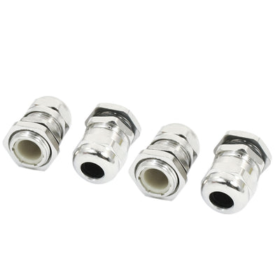Harfington Uxcell 4 Pcs PG9 4-8mm Dia Wire Silver Tone Metal Waterproof Connector Fastener Locknut Stuffing Cable Gland