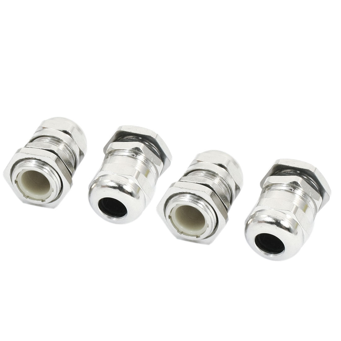 uxcell Uxcell 4 Pcs PG9 4-8mm Dia Wire Silver Tone Metal Waterproof Connector Fastener Locknut Stuffing Cable Gland