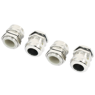 Harfington Uxcell 4Pcs PG16 Silver Tone Metal Waterproof Connector Fastener Locknut Stuffing Cable Gland for 10-14mm Wire