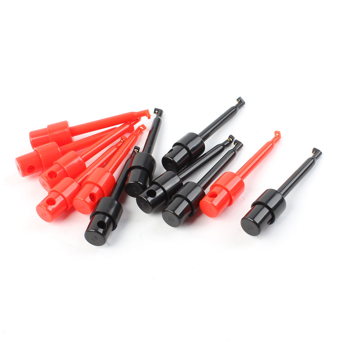 uxcell Uxcell Black Red Plastic Coated Multimeter Test Lead Single Hook Clips 12pcs