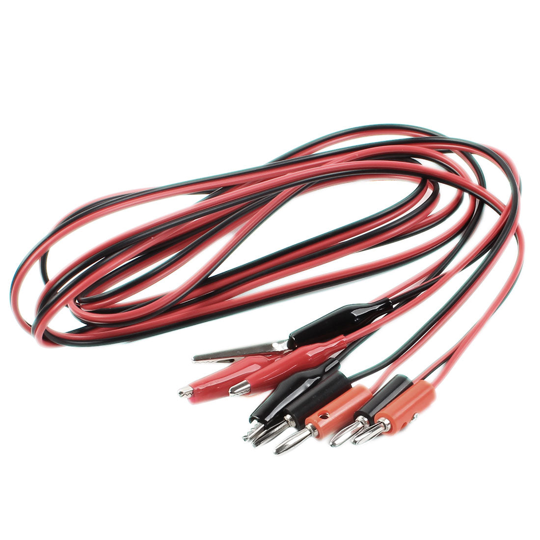 uxcell Uxcell 2pcs 1.5M Black Red Multimeter Part Alligator Clip Test Lead to Banana Line Cable for Test Work