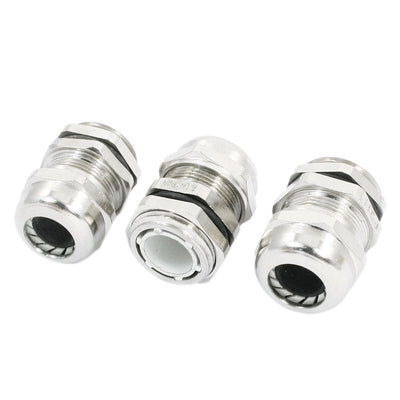 Harfington Uxcell 3 PCS PG11 5-10mm Wire Silver Tone Metal Waterproof Connector Locknut Stuffing Cable Gland