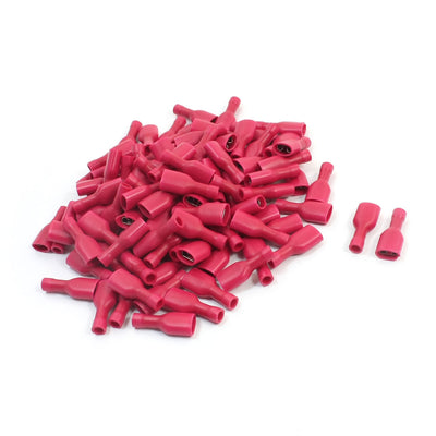 Harfington Uxcell 100 Pcs FDFD1-250 22-16AWG Red Plastic Coated Rewirable Spade Connector Insulated Crimp Terminal
