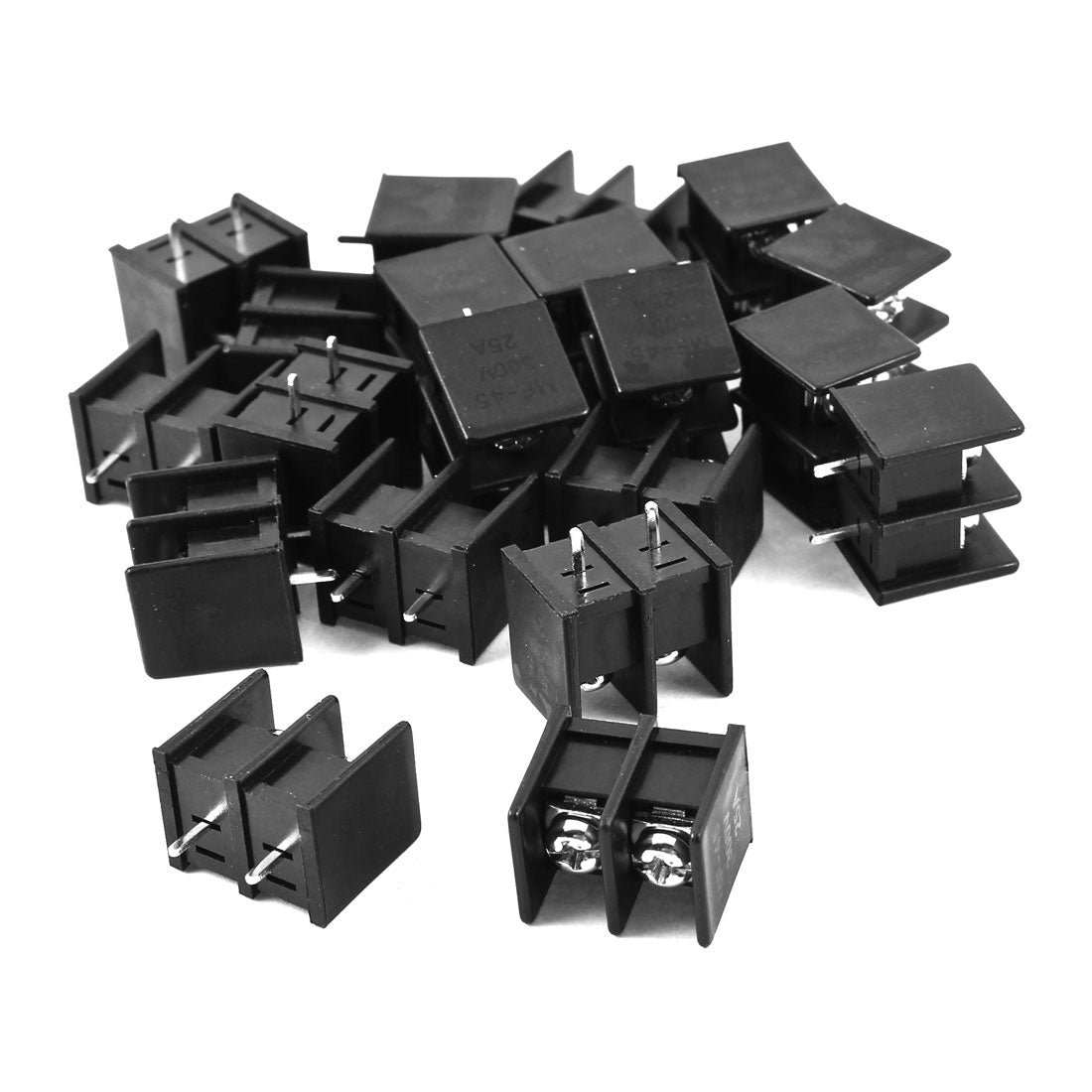 uxcell Uxcell 20Pcs 300V 25A 10mm Pitch Pluggable Type 2-Position PCB Mounting Plastic Screw Terminal Block Connector Black for 22-12AWG