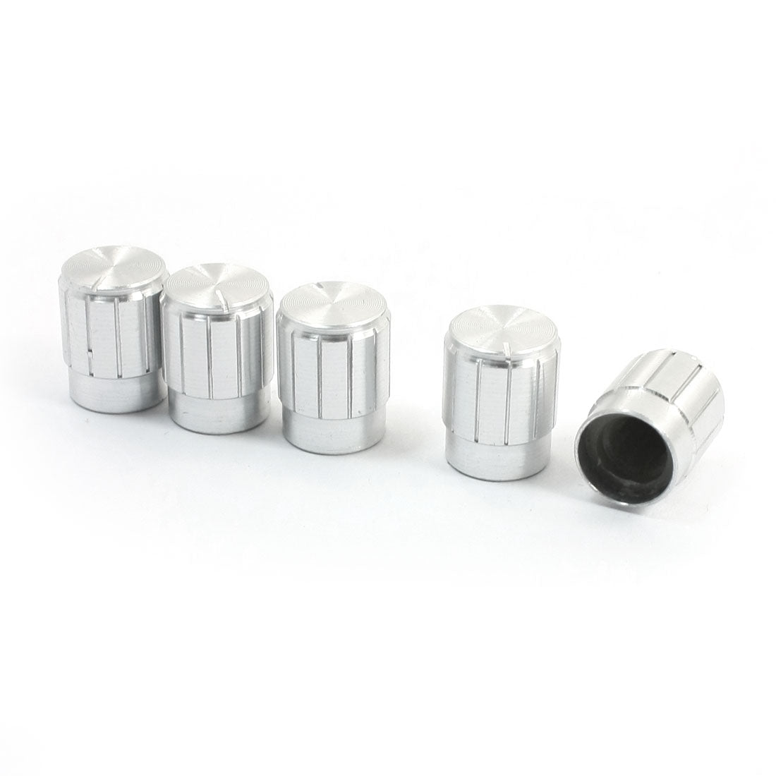 uxcell Uxcell 5 Pcs 13mm x 16.5mm Silver Tone Aluminium Alloy CD Amplifier Volume Control Knobs Caps for 6mm Knurled Shaft Potentiometer