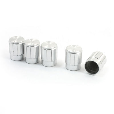 Harfington Uxcell 5 Pcs 13mm x 16.5mm Silver Tone Aluminium Alloy CD Amplifier Volume Control Knobs Caps for 6mm Knurled Shaft Potentiometer