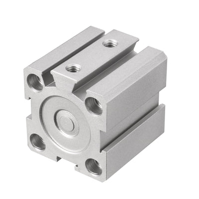 Harfington Uxcell SDA 20mm Bore 15mm Stroke Compact Thin Pneumatic Air Cylinder Silver Tone