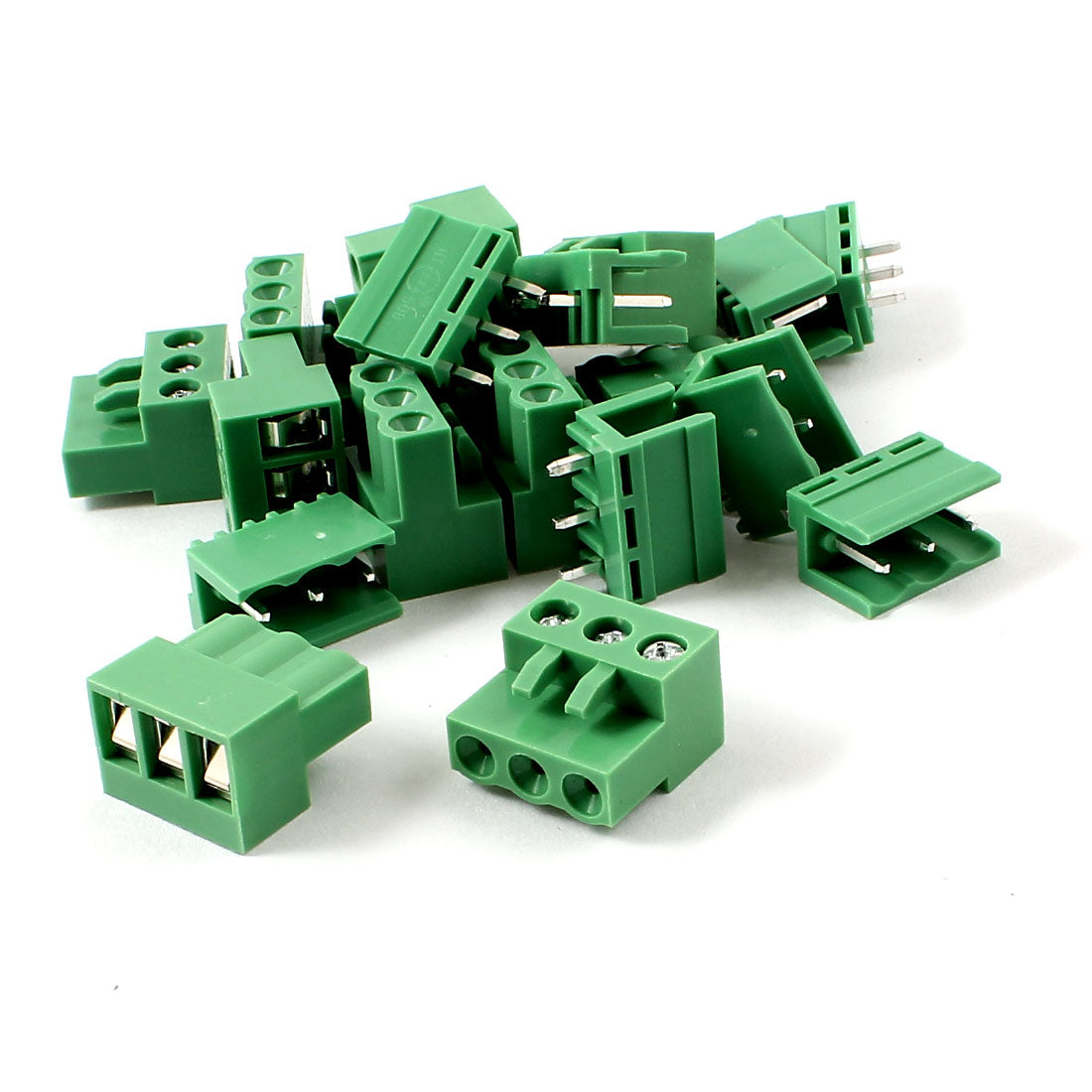 uxcell Uxcell 10 Set Green 3P 5.08mm Single Row Screw Pluggable Terminal Block Straight Connector 300V 10A