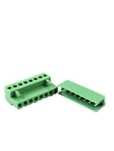 Harfington Uxcell 5 Set Green 8 Pin 3.96mm Single Row Screw Pluggable Terminal Block Straight Connector 300V 10A