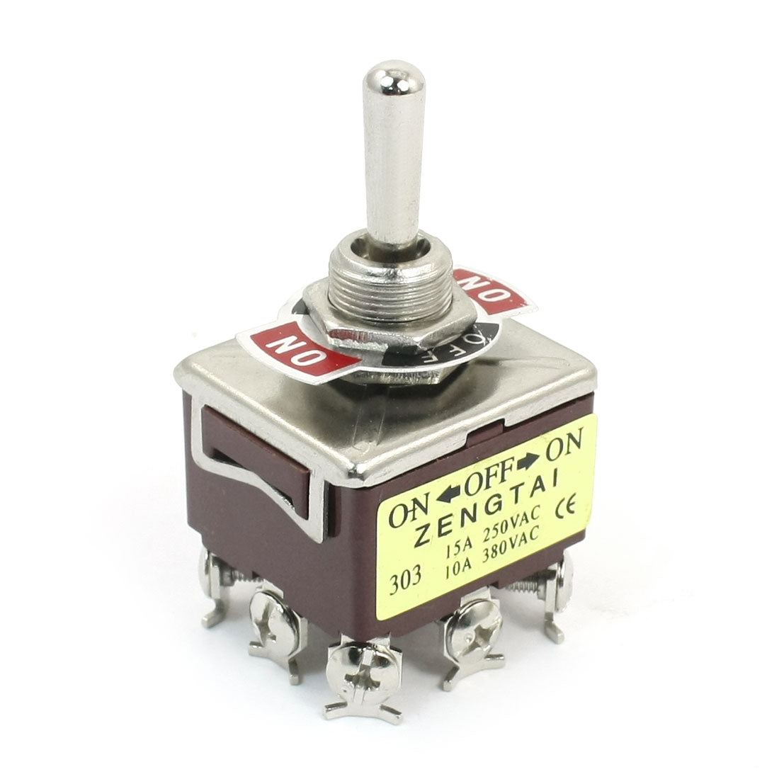 uxcell Uxcell AC 380V 10A ON-OFF-ON 3 Positions 9 Pin Latching Toggle Switch 3PDT Brick Red